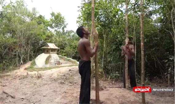 ساخت یک استخر و کلبه اختصاصی توسط دو جوان در جنگل