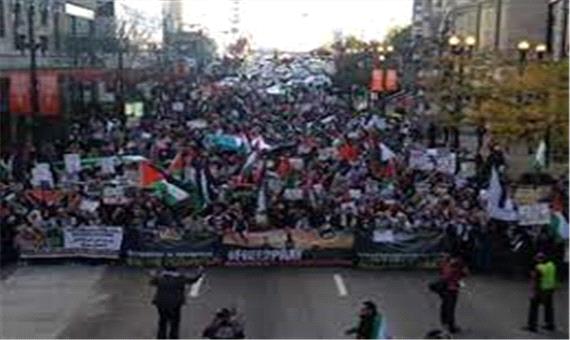 تظاهرات بزرگ حمایت از فلسطین در «شیکاگو» آمریکا