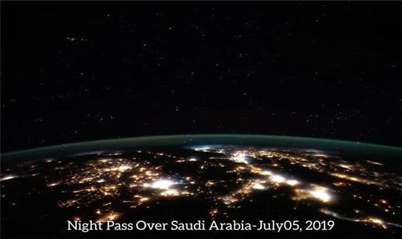 نمای کره زمین بر فراز عربستان سعودی در شب