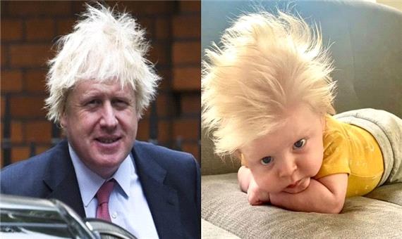 شباهت جالب موهای نوزاد انگلیسی به نخست وزیر انگلیس!