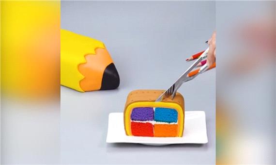 تزئین کیک به شکل مداد
