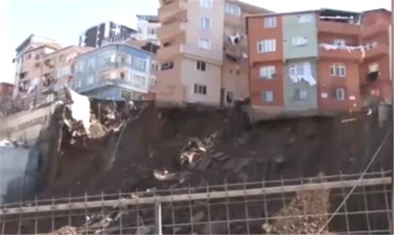ویدئویی دلهره آور از ریزش ساختمان بر اثر رانش زمین در استانبول