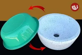 آموزش درست کردن یک روشویی زیبا با سیمان و سطل پلاستیکی