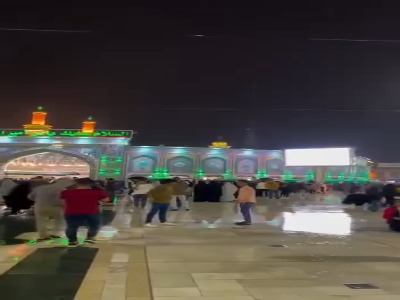 بارش باران در بین‌الحرمین کربلای معلی